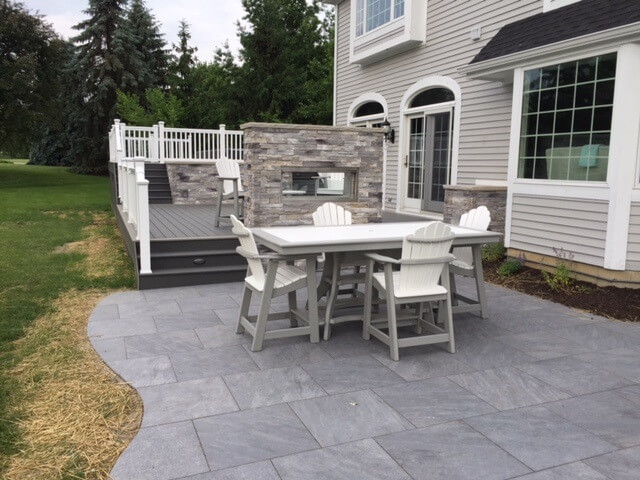 deck patio with fire place