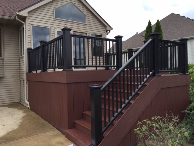 New wood deck with railing