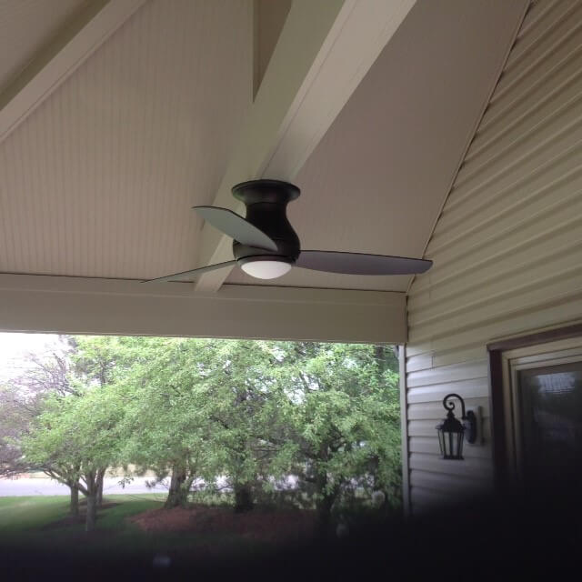 Ceiling fan on open porch