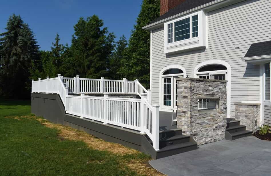 Deck with white railing