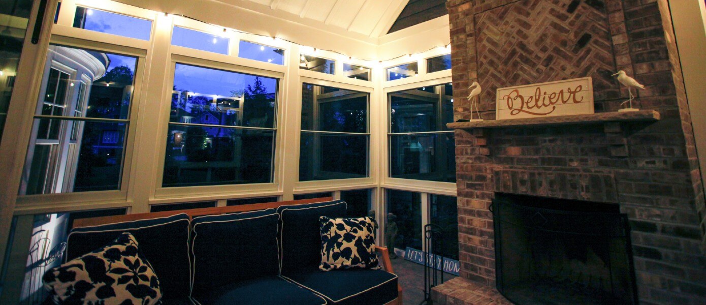 fireplace and custom sunroom in Simpsonville, SC