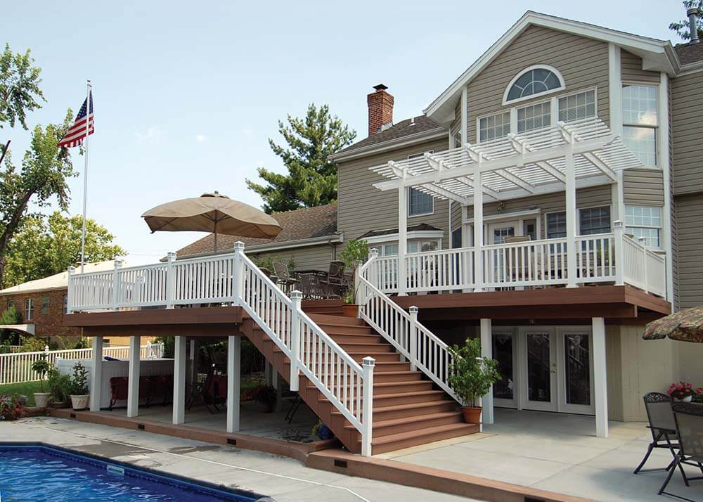 Custom elevated poolside deck