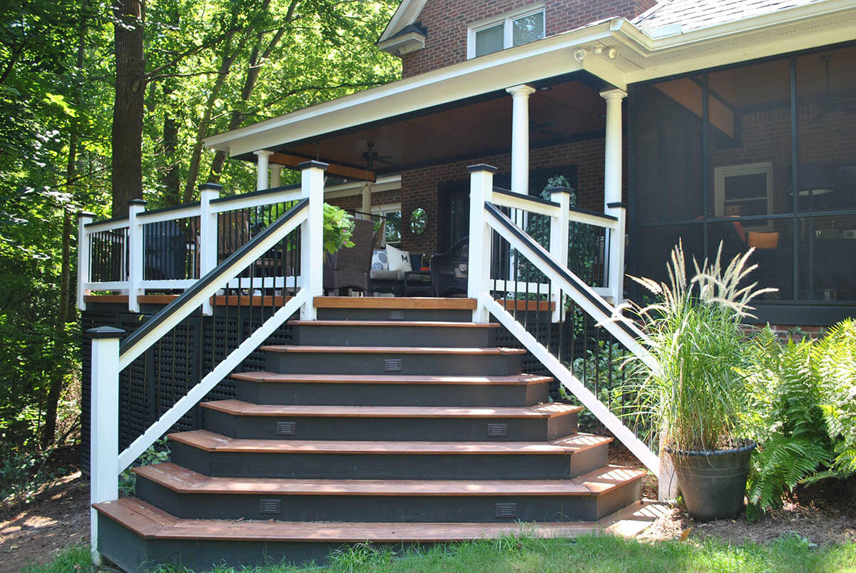 Custom deck with railing and staircase