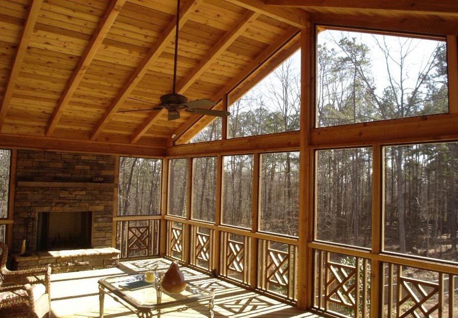 Indoor deck, wood finish 