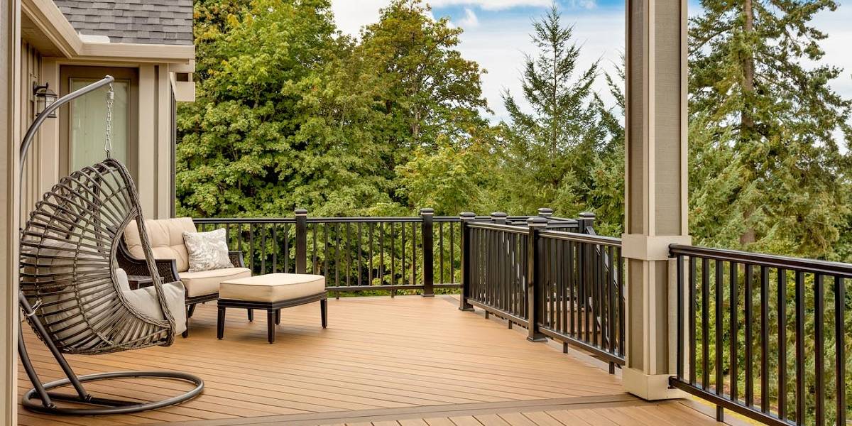 Outdoor deck with patio furniture
