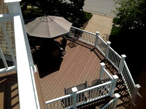 Custom wood deck with white railing