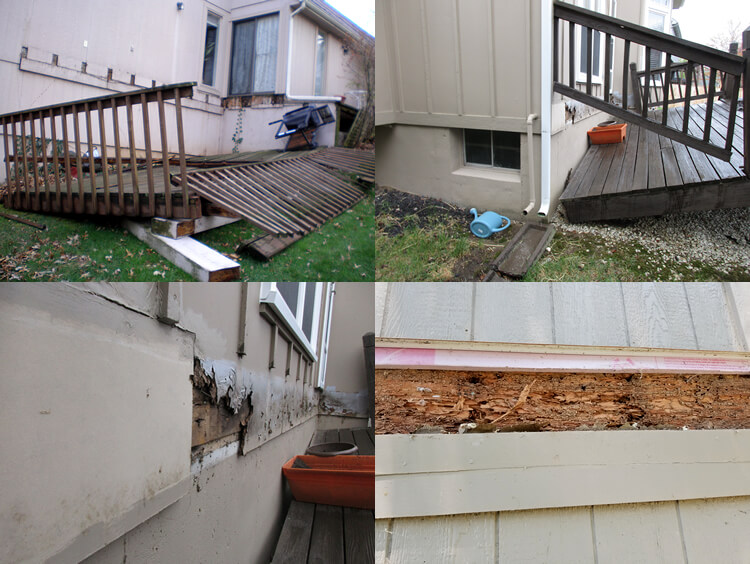 Collage of collapsed wood