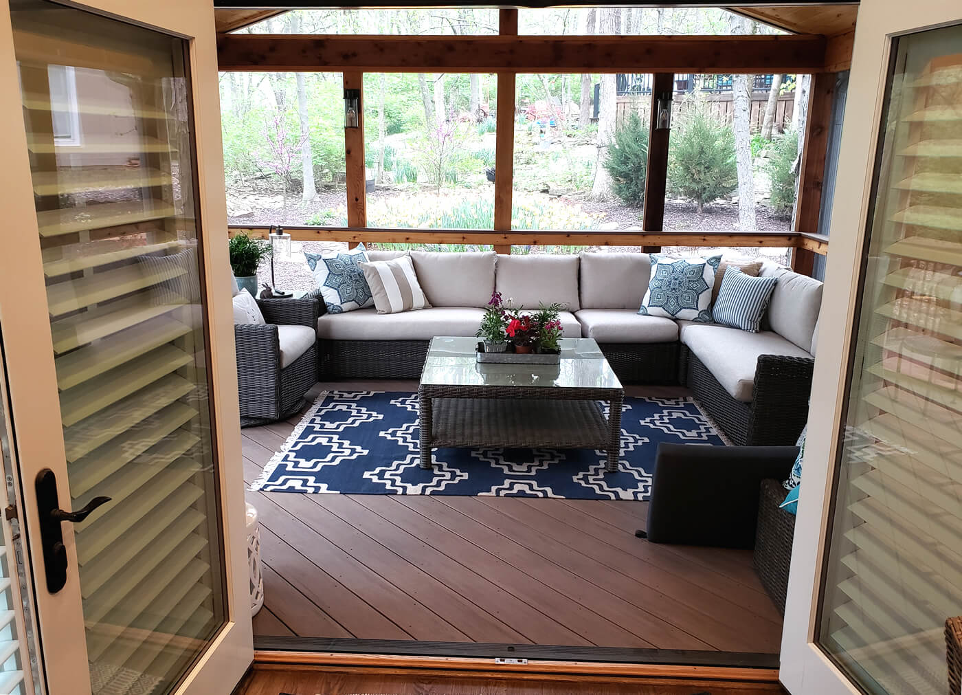 Cozy custom screened porch
