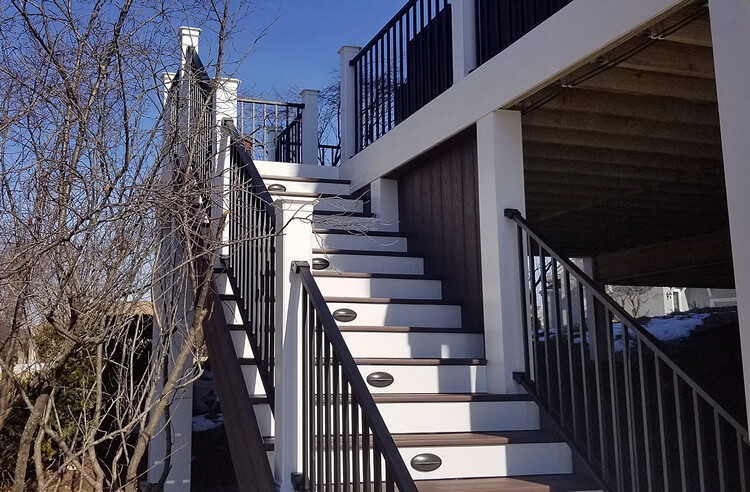 Deck stairs with lighting