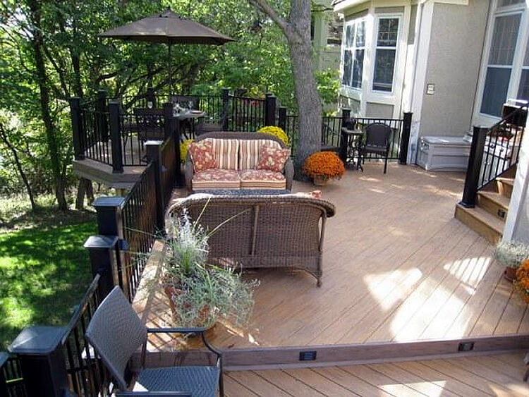 Custom multi-level deck with seating area