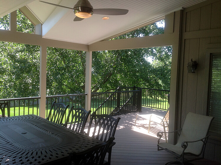 Custom covered deck with dining area