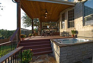 Custom covered deck with hot tub