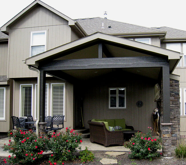 Custom covered porch with seating area