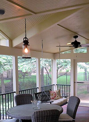 Porch with finished ceiling