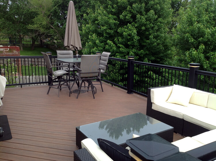 Custom deck with seating area and railing