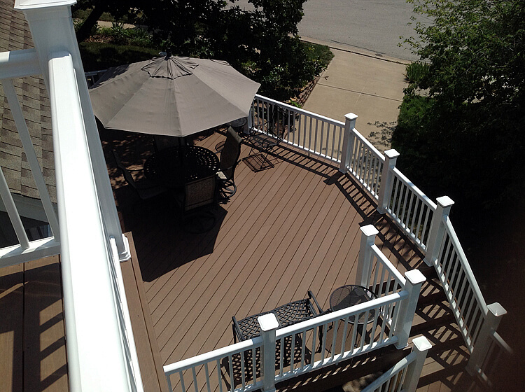Custom deck with white railing