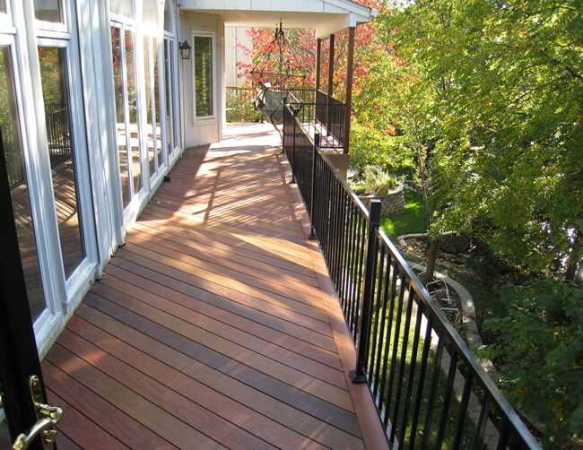 Custom wood deck with railing