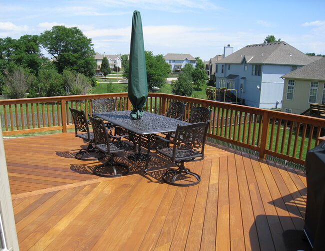 Dining area on wood deck
