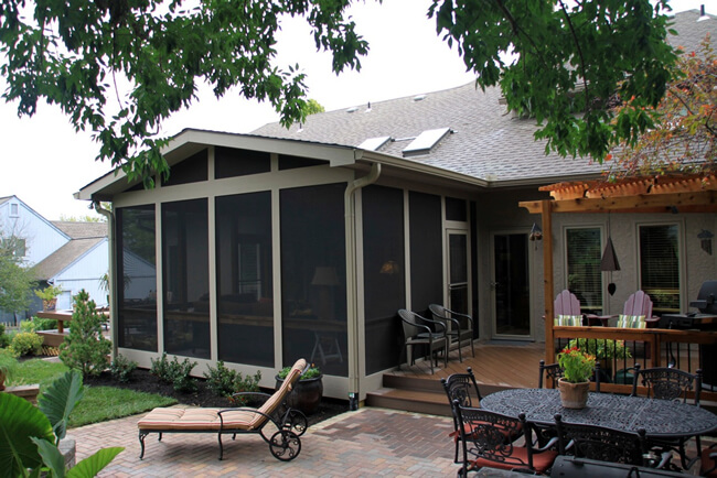 Custom screened porch, deck and patio