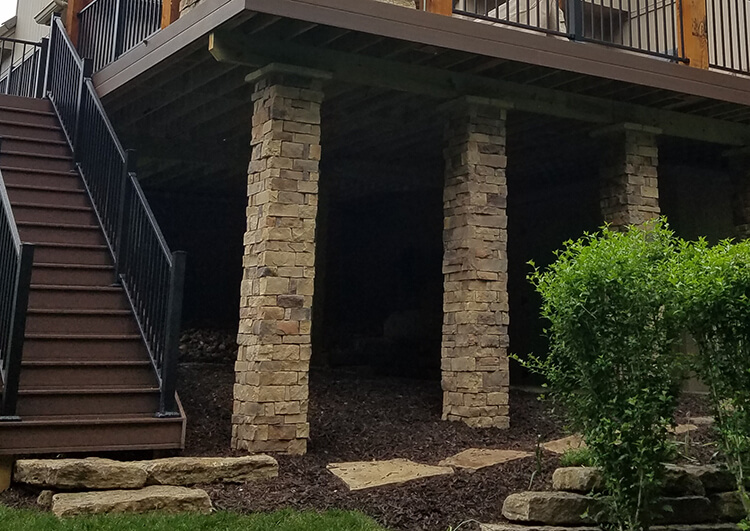 Stone columns on elevated deck