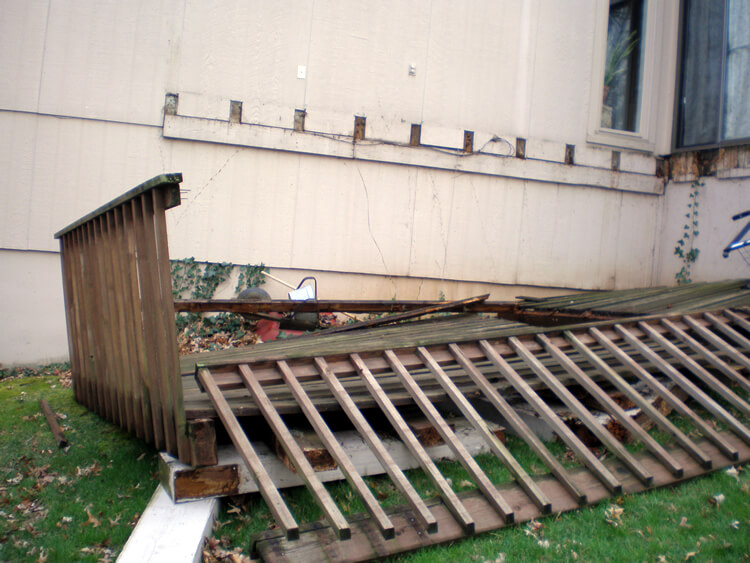 Collapsed deck