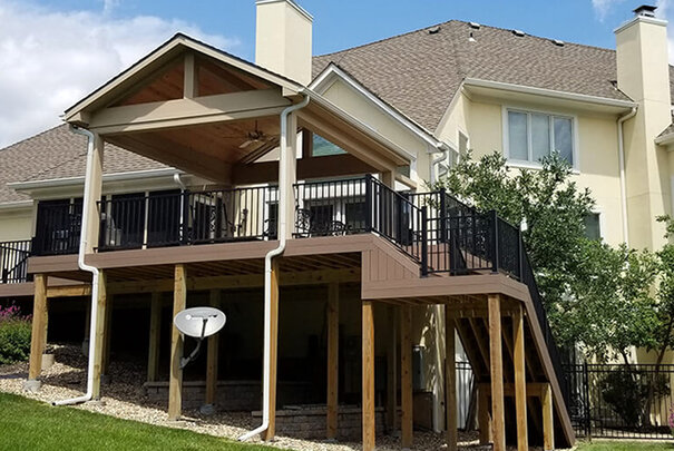 expansive covered deck and open deck