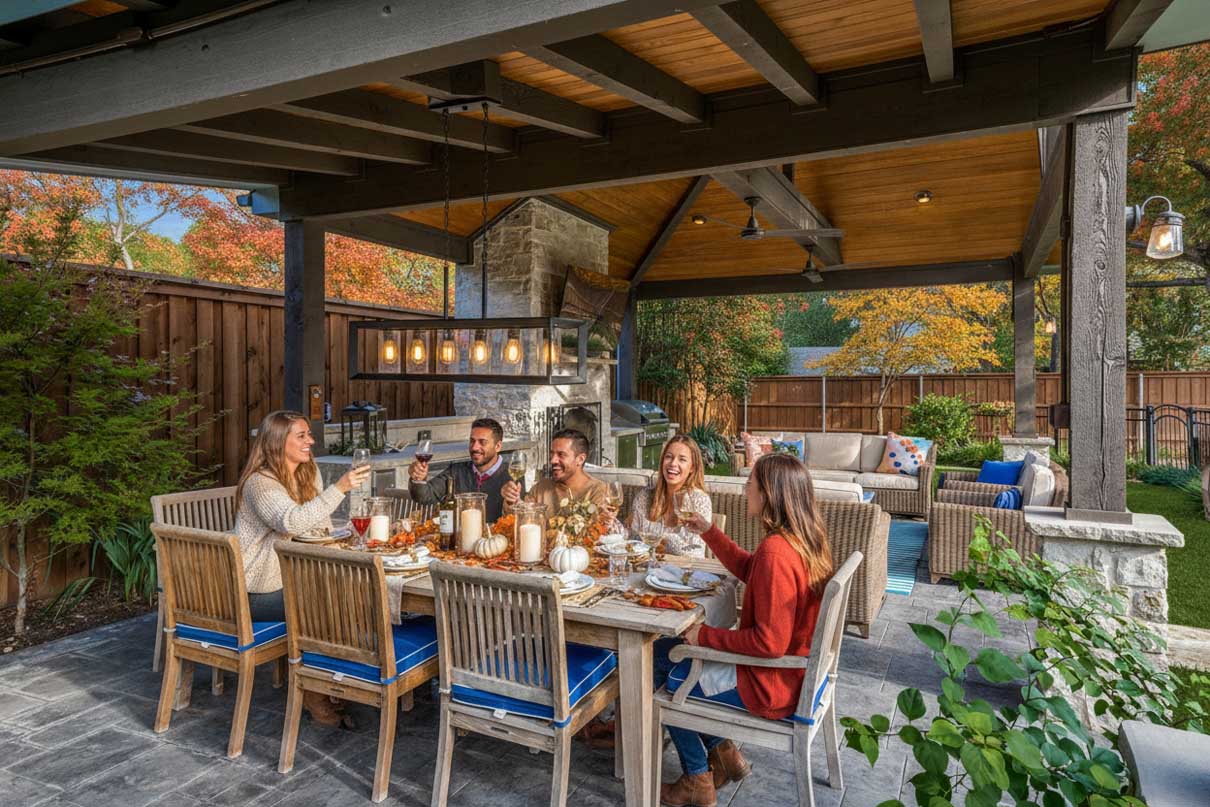 fall covered porch Kansas City