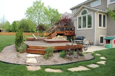 Multi-level Ipe deck with a hot tub