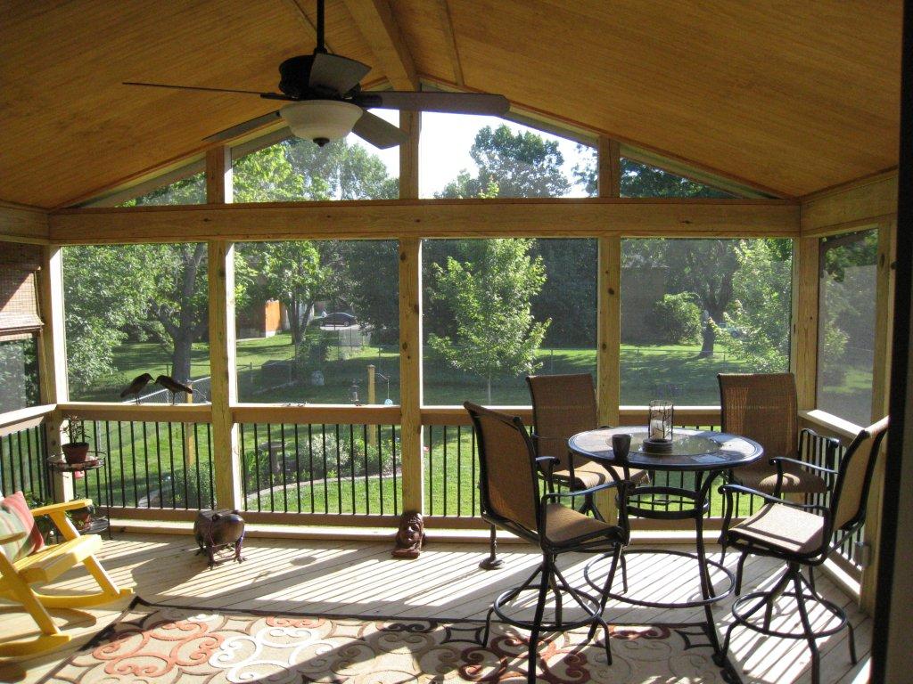screened porch with gable roof
