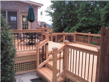 wood deck with railings 