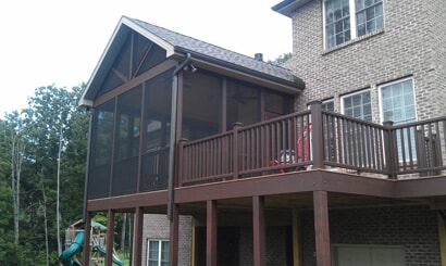 Ipe Brazilian hardwood deck with Trex Transcends rail & Ipe cap in Knoxville, TN.