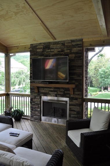 porch with fire place