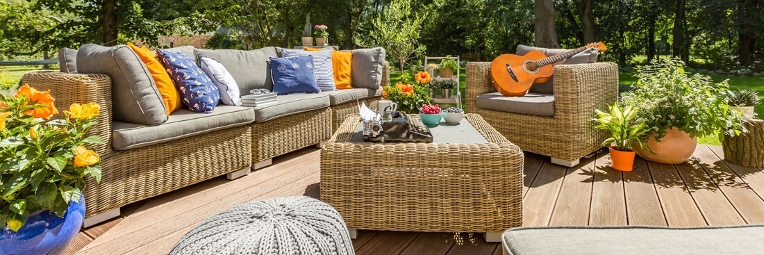 open porch with couch and plants