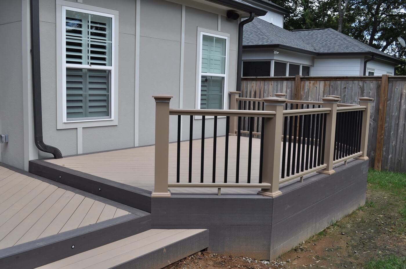 wood deck with railings