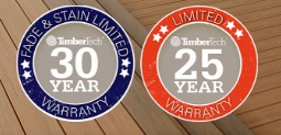 Two Warranty Logos: Fade & Stain Limited Warranty 30 Year & Limited Warranty 25 Years