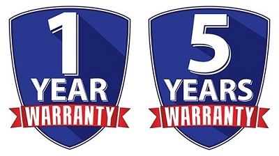 1 and 5 year warranties