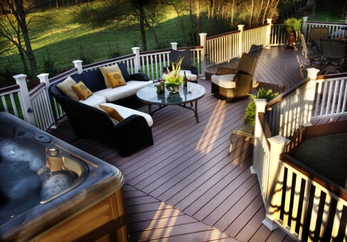 Composite deck with hot tub 