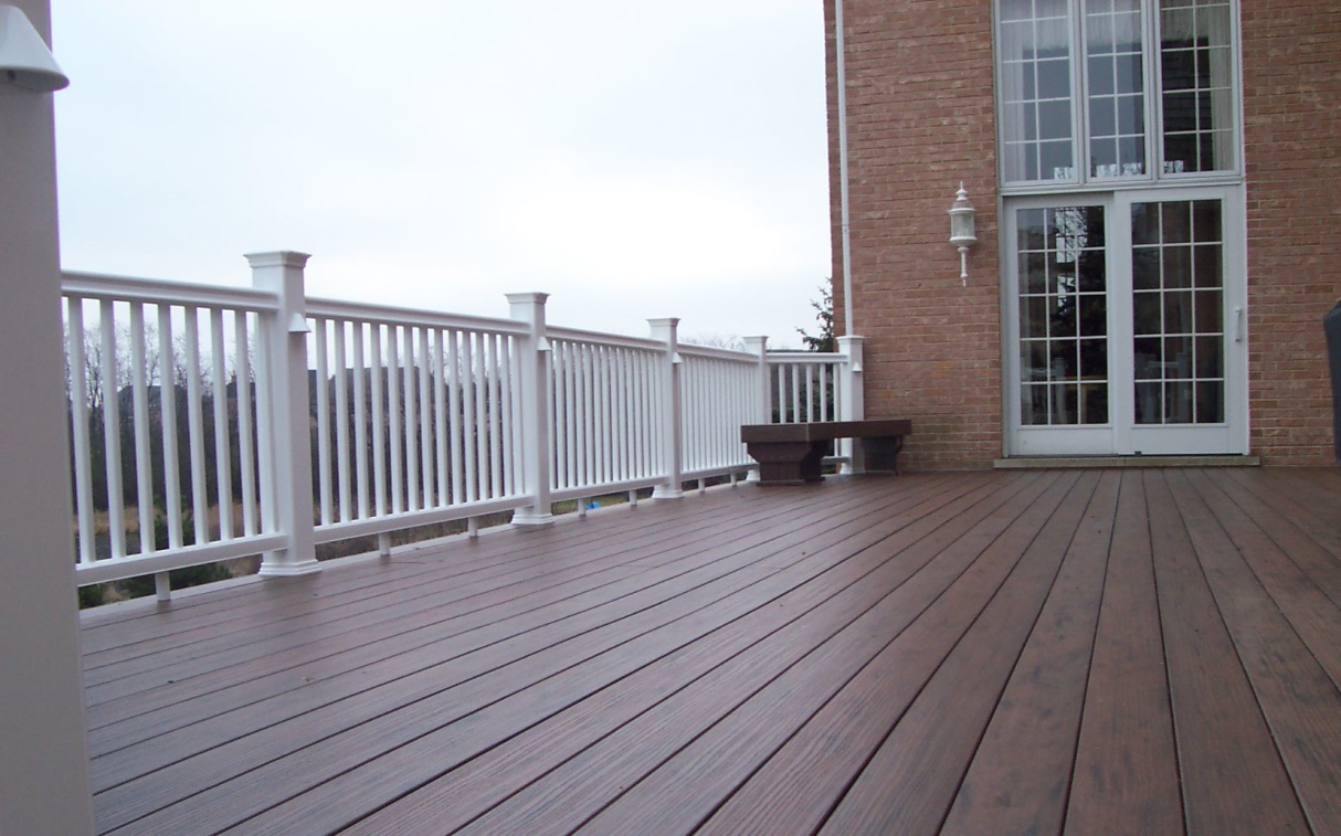 outdoor deck with white railing