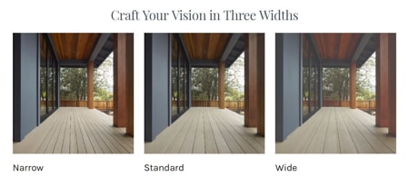three different deck widths