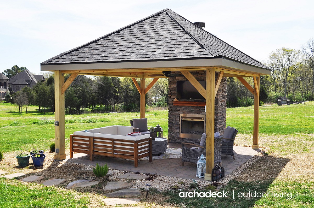 Freestanding Covered Porch and Fireplace