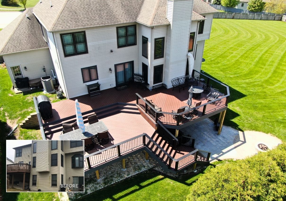 replace wood deck with bigger composite deck