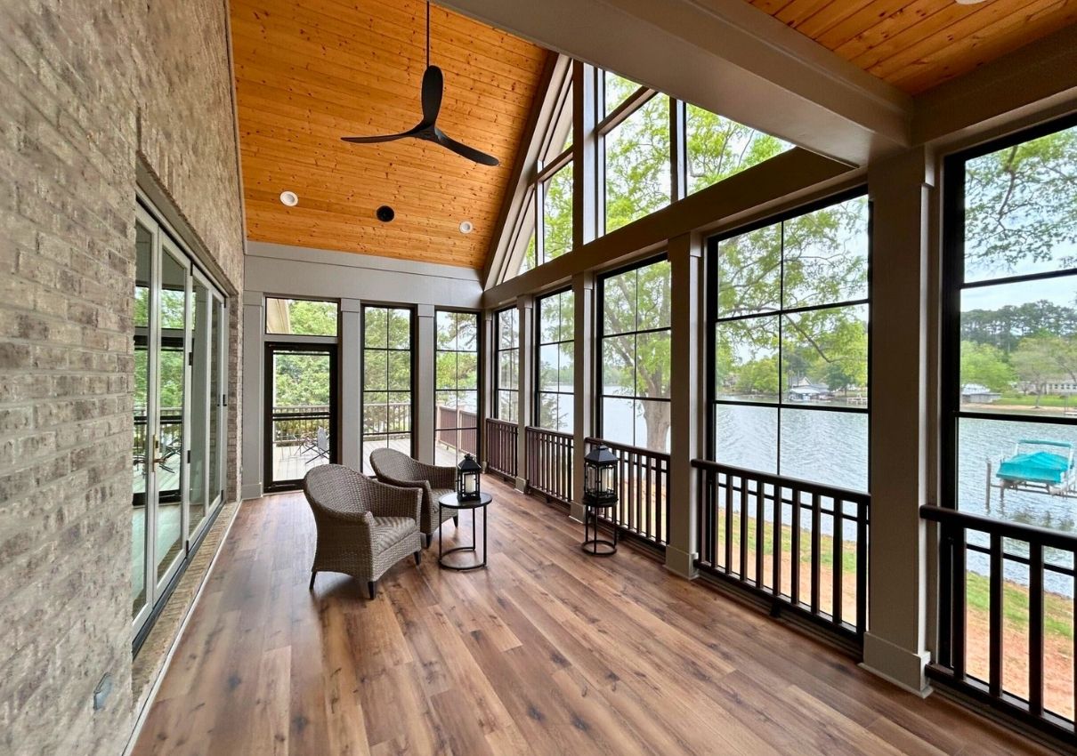 screened in porch with windows