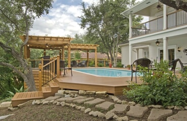 deck around pool with pergola from a different angle