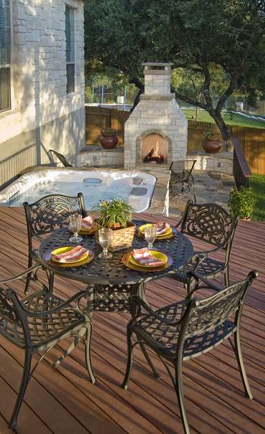 outdoor fire feature with entertaining space 
