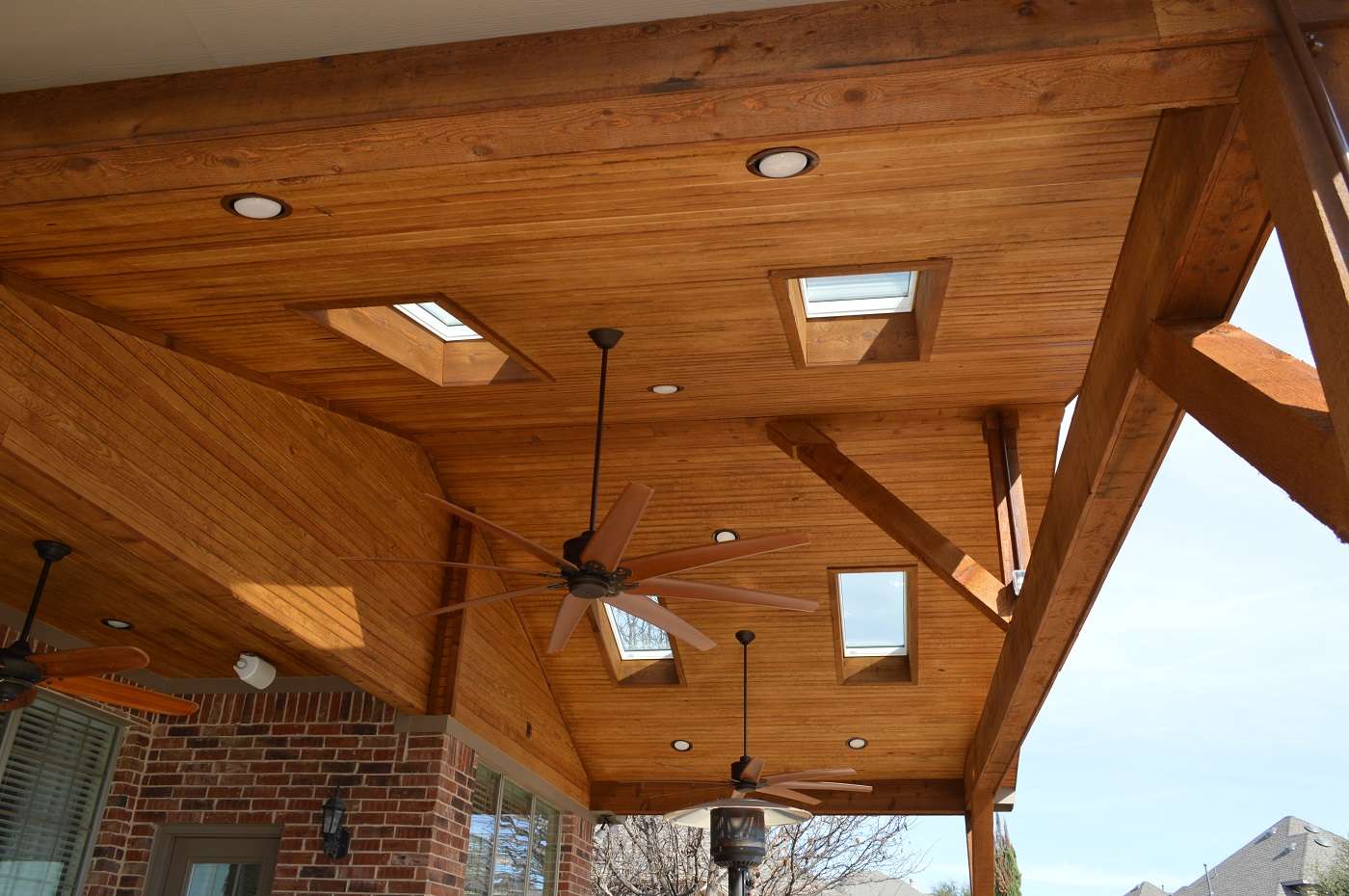 Wooden outdoor ceiling fan