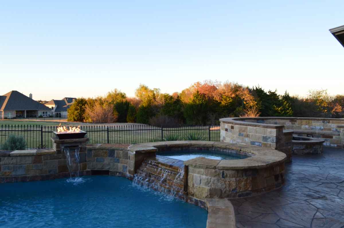 Outdoor pool and hot tub