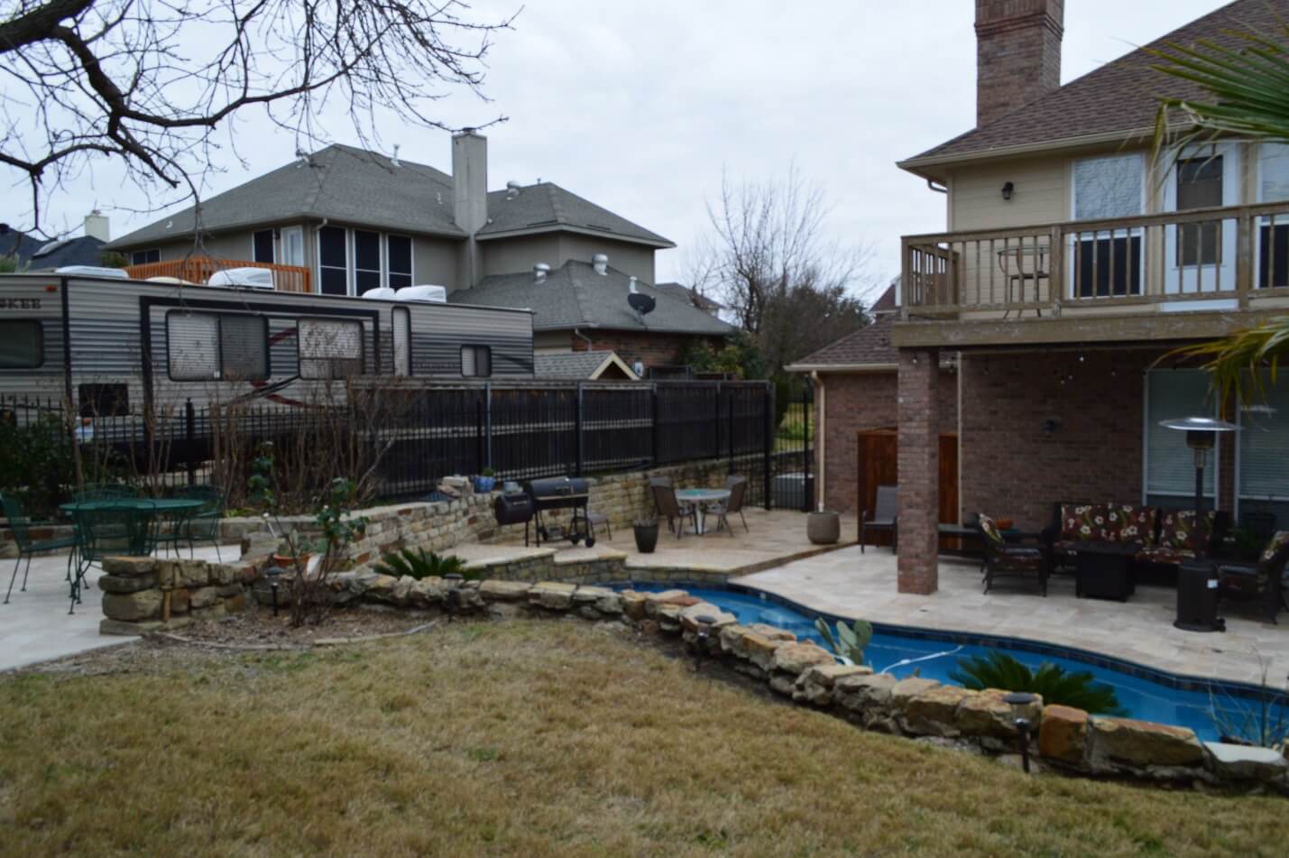 Home Outdoor Area With Pool And Covered Patio