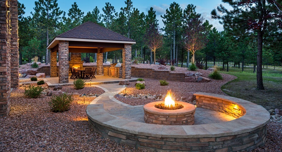 Covered patio and fire pit