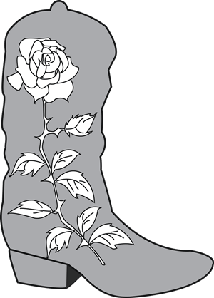 Drawing of boot with a rose on it