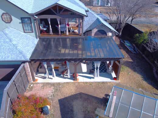 aerial view of outdoor living space